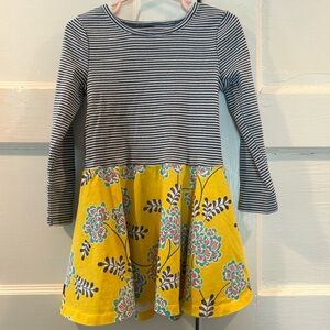Tea Collection Blue Striped and Yellow Floral Dress